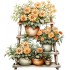Sticker decorativ, Flori Crizanteme, Portocaliu, 68 cm, 1363STK-7