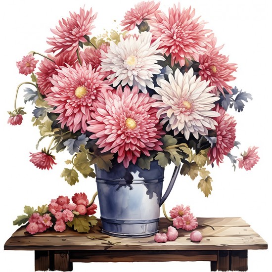 Sticker decorativ, Flori Crizanteme, Roz, 61 cm, 1363STK Sticker decorativ, Flori Crizanteme, Roz, 61 cm, 1363STK