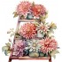 Sticker decorativ, Flori Crizanteme, Roz, 63 cm, 1363STK-3