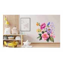 Sticker decorativ, Flori, Multicolor, 60 cm, 1216STK-3