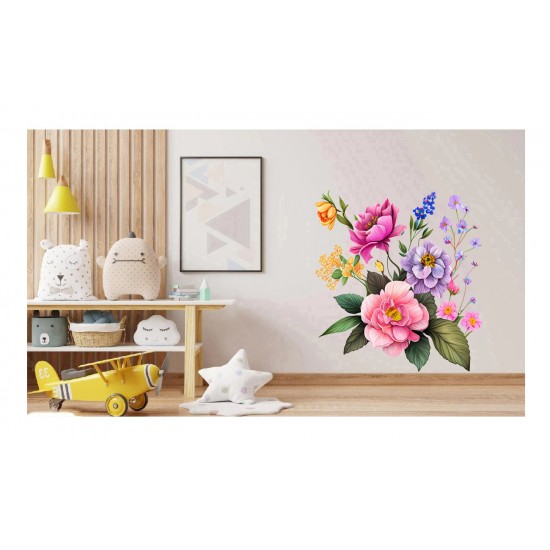 Sticker decorativ, Flori, Multicolor, 60 cm, 1216STK-3