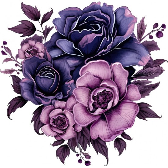 Sticker decorativ, Flori, Multicolor, 61 cm, 1325STK-2