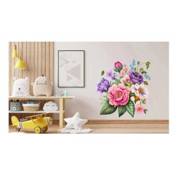 Sticker decorativ, Flori, Multicolor, 64 cm, 1216STK-6