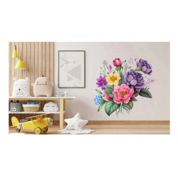 Sticker decorativ, Flori, Multicolor, 64 cm, 1216STK-7