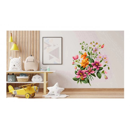 Sticker decorativ, Flori, Multicolor, 80 cm, 1216STK-10