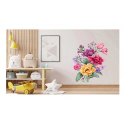 Sticker decorativ, Flori, Multicolor, 80 cm, 1216STK-9