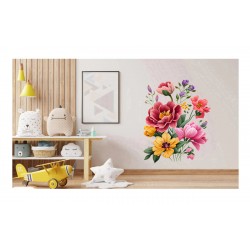 Sticker decorativ, Flori, Multicolor, 83 cm, 1216STK-8
