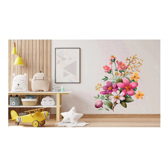 Sticker decorativ, Flori, Multicolor, 85 cm, 1216STK-1