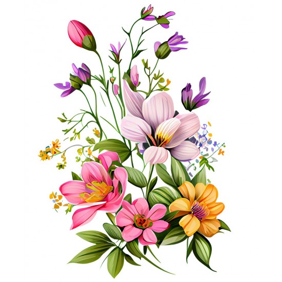 Sticker decorativ, Flori, Multicolor, 85 cm, 1216STK