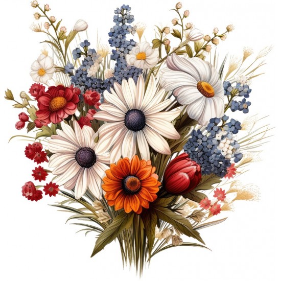 Sticker decorativ, Flori Salbatice, Alb, 62 cm, 1319STK-4