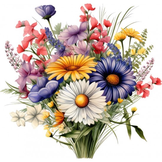 Sticker decorativ, Flori Salbatice, Albastru, 62 cm, 1319STK