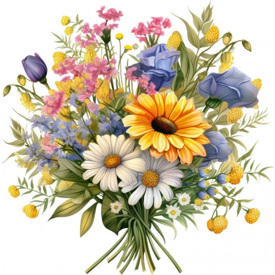 Sticker decorativ, Flori Salbatice, Galben, 60 cm, 1319STK-1