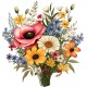 Sticker decorativ, Flori Salbatice, Multicolor, 63 cm, 1319STK-3