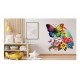 Sticker decorativ, Fluture, Curcubeu si Flori, Multicolor, 68 cm, 1210STK-2