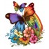 Sticker decorativ, Fluture, Curcubeu si Flori, Multicolor, 68 cm, 1210STK