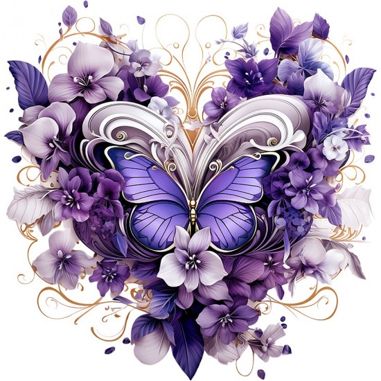 Sticker decorativ Fluture, Mov, 61 cm, 1316STK-2
