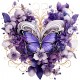 Sticker decorativ Fluture, Mov, 61 cm, 1316STK-2