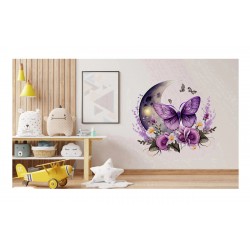 Sticker decorativ, Fluture, Mov, 62 cm, 1272STK-2