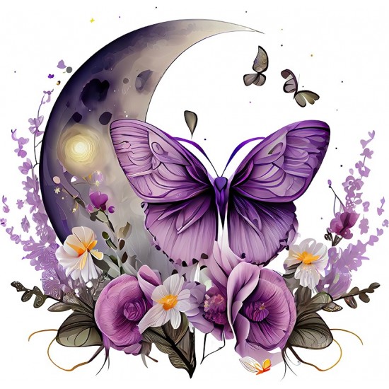Sticker decorativ, Fluture, Mov, 62 cm, 1272STK-2