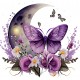 Sticker decorativ, Fluture, Mov, 62 cm, 1272STK-2