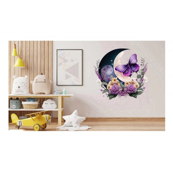 Sticker decorativ, Fluture, Mov, 62 cm, 1272STK-4