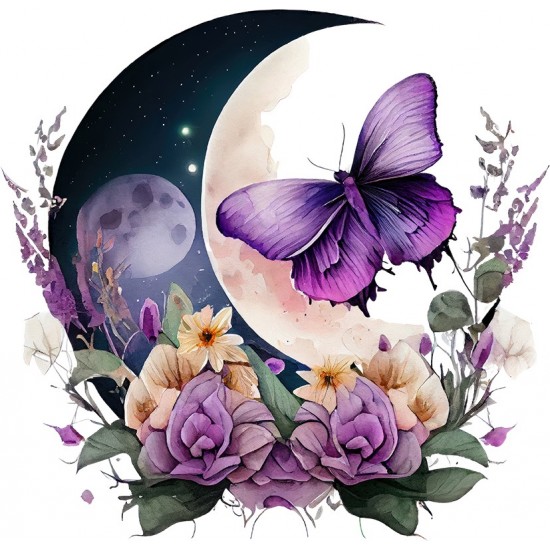 Sticker decorativ, Fluture, Mov, 62 cm, 1272STK-4