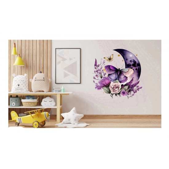 Sticker decorativ, Fluture, Mov, 62 cm, 1272STK-5