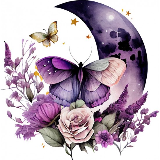 Sticker decorativ, Fluture, Mov, 62 cm, 1272STK-5