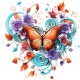 Sticker decorativ Fluture, Portocaliu, 61 cm, 1316STK