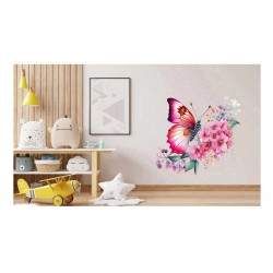 Sticker decorativ, Fluture, Roz, 69 cm, 1209STK-2 Sticker decorativ, Fluture, Roz, 69 cm, 1209STK-2
