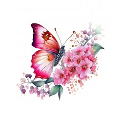 Sticker decorativ, Fluture, Roz, 69 cm, 1209STK-2