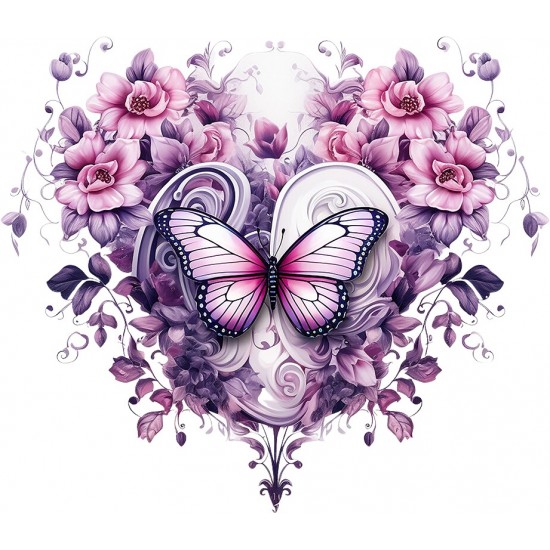 Sticker decorativ Fluture, Roz, 69 cm, 1316STK-1