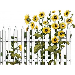 Sticker decorativ, Gard cu Flori, Galben, 80 cm, 1261STK-3