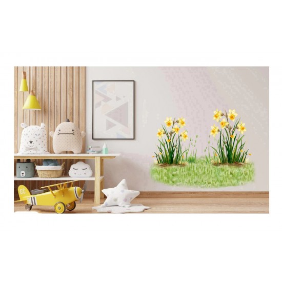 Sticker decorativ, Ghiocei, Galben, 88 cm, 1290STK-2