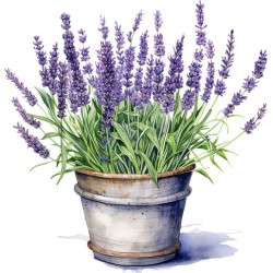 Sticker decorativ, Ghiveci cu Lavanda, Mov, 62 cm, 1339STK-3