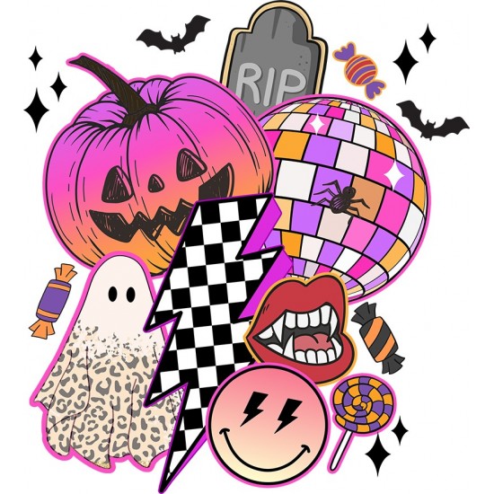 Sticker decorativ, Halloween, Roz, 66 cm, 1342STK