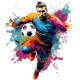 Sticker decorativ, Jucator Fotbal, Albastru, 71 cm, 1335STK-13