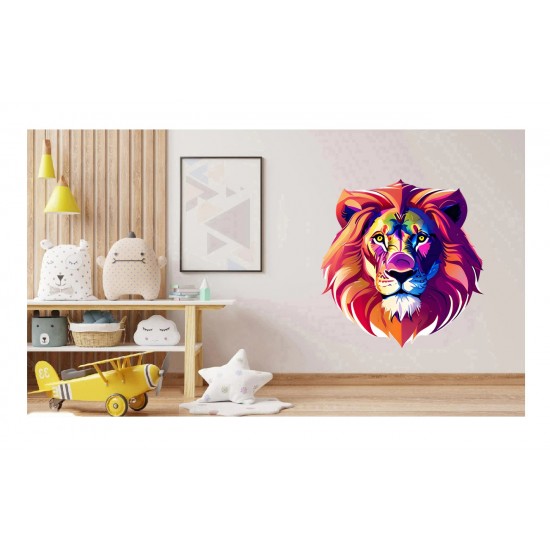 Sticker decorativ, Leu, Multicolor, 68 cm, 1215STK