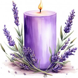 Sticker decorativ, Lumanare cu Lavanda, Mov, 60 cm, 1339STK-6