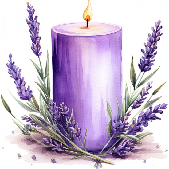 Sticker decorativ, Lumanare cu Lavanda, Mov, 60 cm, 1339STK-6