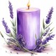 Sticker decorativ, Lumanare cu Lavanda, Mov, 60 cm, 1339STK-6