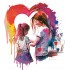 Sticker decorativ Mama si Copilul, Rosu, 68 cm, 1312STK