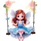 Sticker decorativ, Mica Printesa, Albastru, 71 cm, 1292STK-4 Sticker decorativ, Mica Printesa, Albastru, 71 cm, 1292STK-4