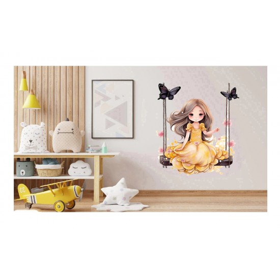 Sticker decorativ, Mica Printesa, Portocaliu, 71 cm, 1292STK-5