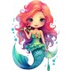 Sticker decorativ, Mica Sirena, Roz, 88 cm, 1344STK-1