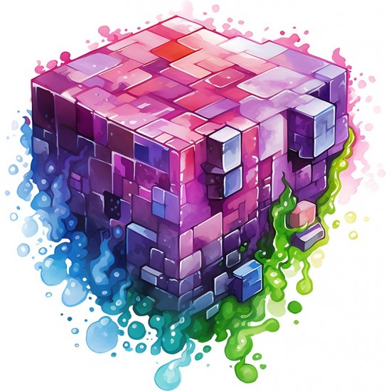 Sticker decorativ, Minecraft, Roz, 1376STK-5