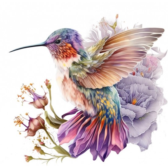 Sticker decorativ, Pasarea Colibri, Multicolor, 61 cm, 1271STK-4
