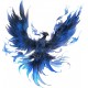 Sticker decorativ, Pasarea Phoenix, Albastru, 63 cm, 1323STK-1