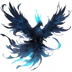 Sticker decorativ, Pasarea Phoenix, Negru, 61 cm, 1323STK