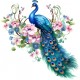 Sticker decorativ, Paun, Albastru, 61 cm, 1345STK-3 Sticker decorativ, Paun, Albastru, 61 cm, 1345STK-3